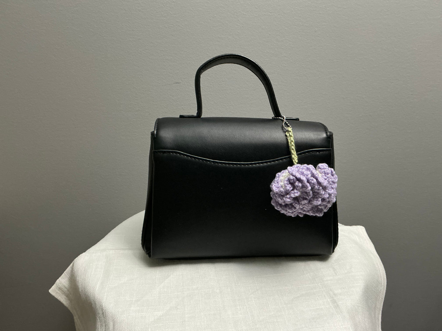 Crochet bag charm carnation flower