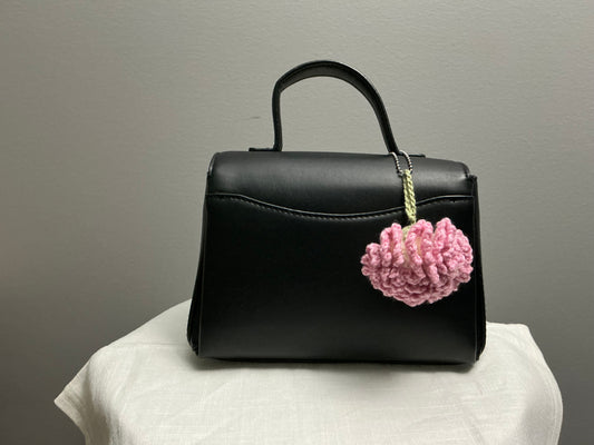 Crochet bag charm carnation flower